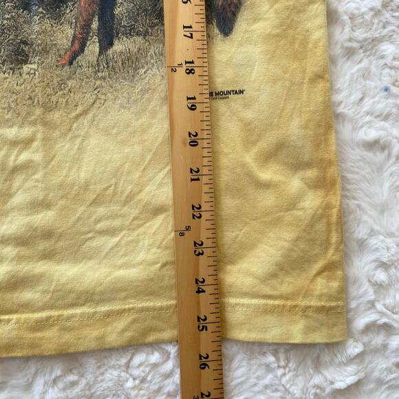 The Mountain Wolf Graphic Print T-Shirt Adult Small Yellow Cotton Tee Unisex - Picture 7 of 7